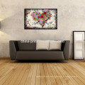 Vintage Abstract Art for Living Room/love Heart Decor Pictures/doodle Canvas Painting